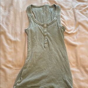Sleeveless Green Ribbed Top